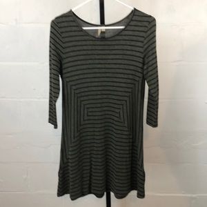 Comfy USA Striped Tunic Size XS Olive Black 3/4 Sleeve #d41